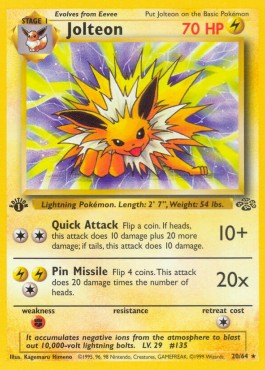 Jungle - 20/64 : Jolteon (Holo) (Unlimited) *Heavy Played* (8200204288247)