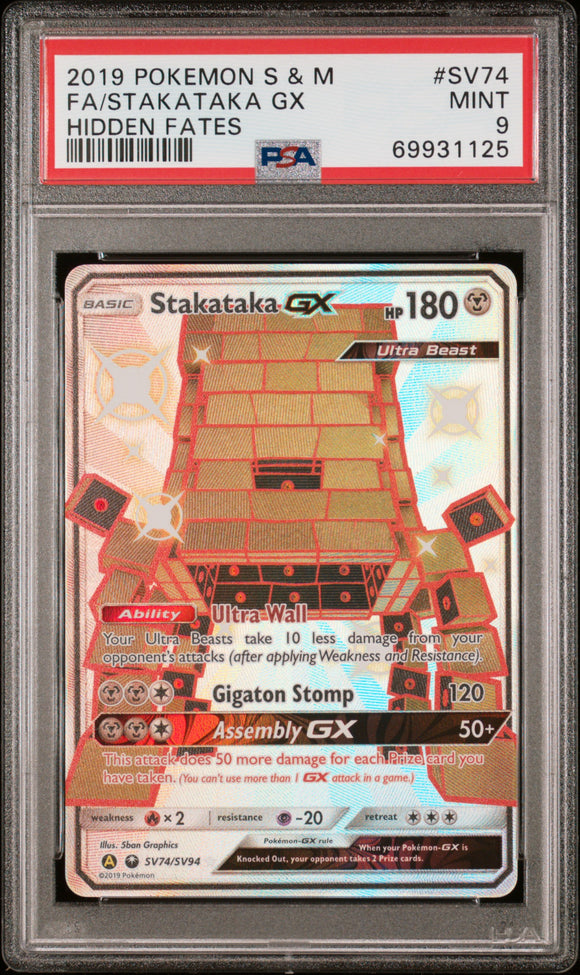 PSA - Pokemon - S&M, Hidden Fates - SV74/SV94 : Stakataka GX (Full Art) (Shiny Vault) - PSA 9 (7943977074935)