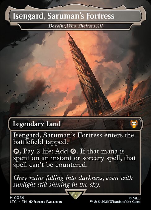MTG - LOTR: Tales of Middle Earth - Commander - 0359 : Isengard, Saruman's Fortress - Boseiju, Who Shelters All (Borderless) (7945463005431)