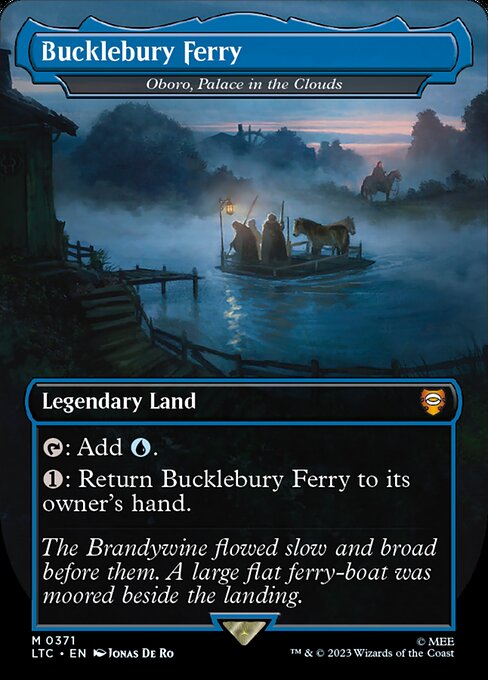 MTG - LOTR: Tales of Middle Earth - Commander - 0371 : Bucklebury Ferry - Oboro, Palace in the Clouds (Borderless Foil) (7945465757943)