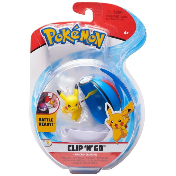Pokemon - Clip' N' Go - Pikachu & Great Ball (7967378931959)
