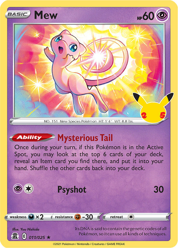 SWORD AND SHIELD, Celebrations - 11/25 : Mew (Holo) (7096296734886)