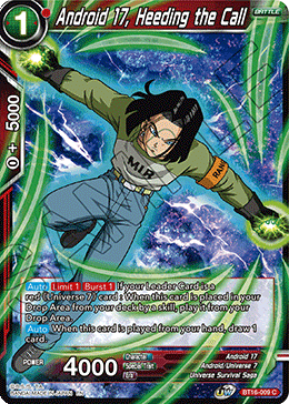 Realm of The Gods - BT16-009 : Android 17, Heeding the Call (Non Foil) (7550753931511)