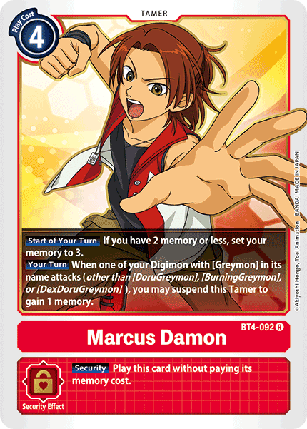 Digimon - Great Legend - BT4-092 : Marcus Damon (Tamer Rare) (7827648119031)
