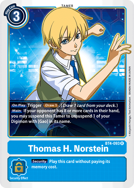 Digimon - Great Legend - BT4-093 : Thomas H. Norstein (Tamer Rare) (7827651985655)