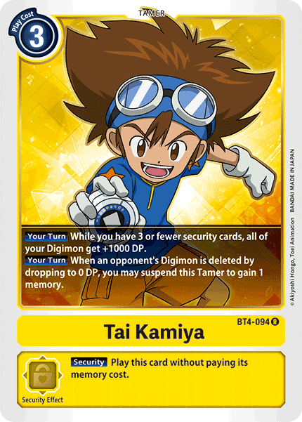 Digimon - Great Legend - BT4-094 : Tai Kamiya (Tamer Rare) (7827657883895)