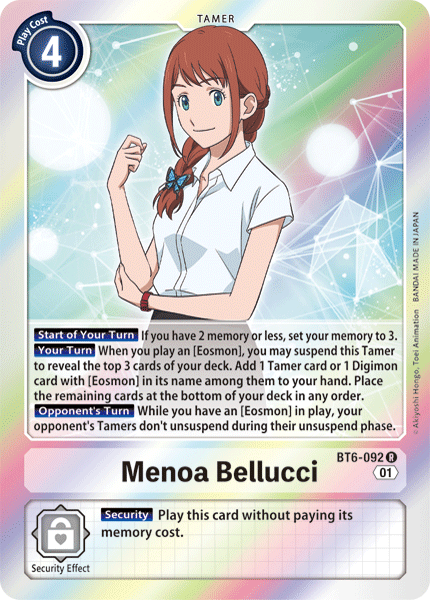 Double Diamond - BT6-092 : Menoa Bellucci (Tamer Rare) (7140190748838)