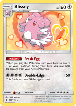 SUN AND MOON, Guardians Rising - 102/145 : Blissey (Reverse Holo) (7065892585638)