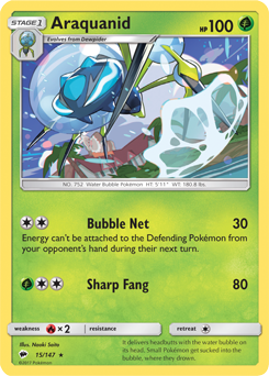 SUN AND MOON, Burning Shadows - 015/147 : Araquanid (Reverse Holo) (7741102588151)