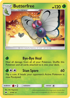 SUN AND MOON, Burning Shadows - 003/147 : Butterfree (Reverse Holo) (5473038172326)