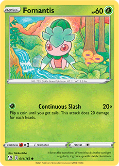 SWORD AND SHIELD, Battle Styles - 014/163 : Fomantis (Reverse Holo) (6860804522150)