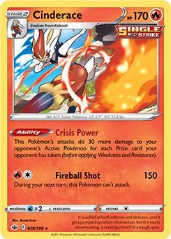 SWORD AND SHIELD, Chilling Reign - 028/163 : Cinderace (Holo) (7066246676646)