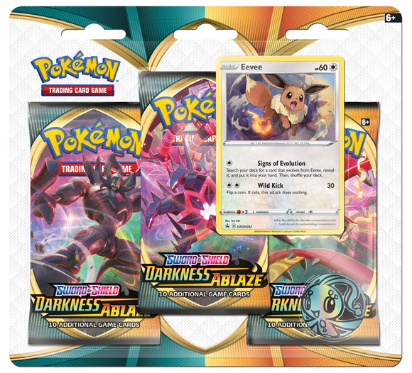 Pokemon 3 Pack Blister: EEVEE - Sword and Shield Darkness Ablaze (5379967352998)
