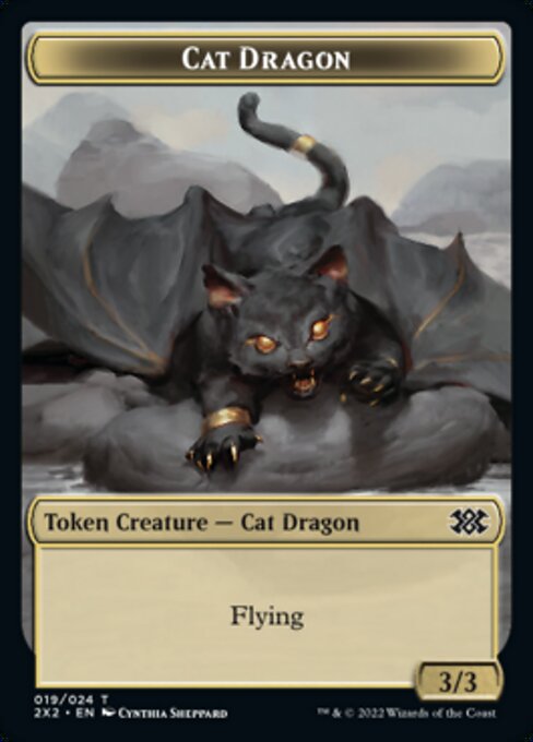 Double Masters 2022 - Double Sided Token - 019//006 : Cat Dragon // Monk (Non foil) (7858004885751)
