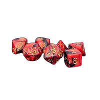 Fanroll - 16mm Acrylic Poly Dice Set - Red/Black with Gold