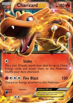 X&Y, Flashfire - 011/106 : Charizard EX (Half Art) (14834079531389)