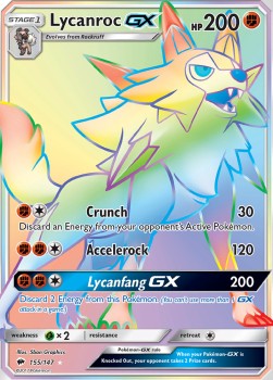 SUN AND MOON, Burning Shadows - 155/147 : Lycanroc GX (Rainbow Rare) (14834178097533)