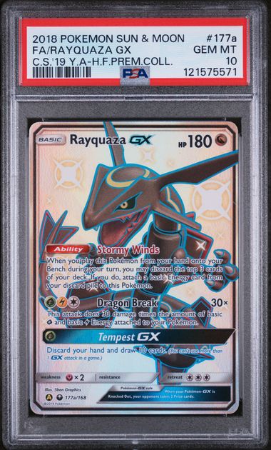 PSA - Pokemon - Sun & Moon, Hidden Fates -177a/168 : Rayquaza GX (Full Art) (Shiny) - PSA 10