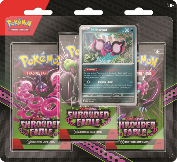 Pokemon - Pecharunt - Scarlet & Violet  Shrouded Fable - 3-Pack Blister (8295603044599)