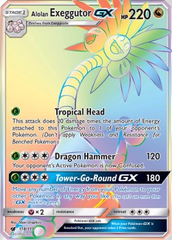 SUN AND MOON, Crimson Invasion - 118/111 : Alolan Exeggutor GX (Rainbow Rare) (9540472832247)