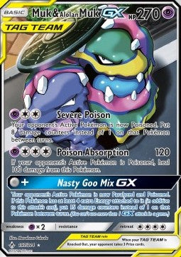 SUN AND MOON, Unbroken Bonds - 197/214 : Muk & Alolan Muk GX (Alt Art)