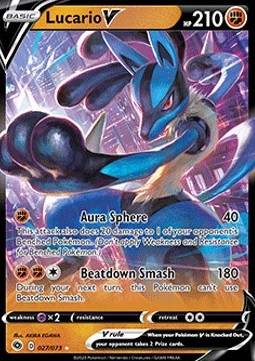 SWORD AND SHIELD, Champion's Path - 027/073 : Lucario V (Half Art)
