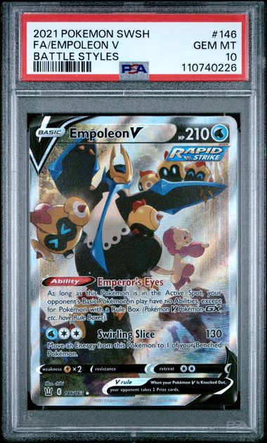 PSA - Pokemon - SwSh, Battle Styles - 146/163 : Empoleon V (Alt Art) - PSA 10