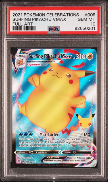 PSA - Pokemon - SwSh, Celebrations - 009/025 : Surfing Pikachu