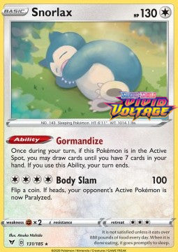 SWORD AND SHIELD, Vivid Voltage - 131/185 : Snorlax (Holo) (Stamped) (9540478238967)