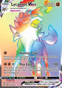 SWORD AND SHIELD, Evolving Skies - 213/203 : Lycanroc VMAX (Secret Rare) (8092382429431)