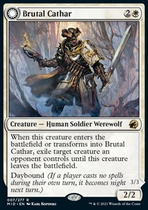 MTG - Innistrad: Midnight Hunt - 007/277 : Brutal Cathar // Moonrage Brute (Non Foil) (8267195187447)