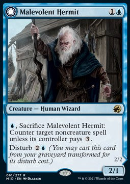 MTG - Innistrad: Midnight Hunt - 061/277 : Malevolent Hermit // Benevolent Geist (Non Foil) (8070618743031)