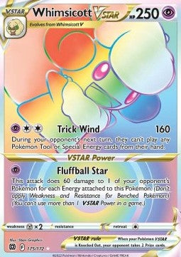 SWORD AND SHIELD, Brilliant Stars - 175/172 : Whimsicott VSTAR (Secret Rare) (14925566935421)