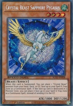YGO - Speed Duel GX: Duel Academy Box - SGX1-ENF08 : Crystal Beast Sapphire Pegasus (Secret Rare) - 1st Edition (8080054386935)