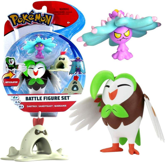 Pokemon - Battle Figure Set - Dartrix, Sandygast & Mareanie (7951496380663)