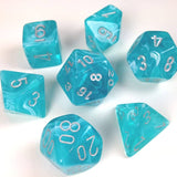 Chessex - Cirrus Polyhedral 7 Dice Set - Aqua w/Silver