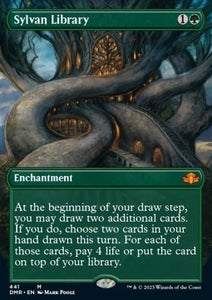 MTG - Dominaria Remastered - 441 : Sylvan Library (Borderless) (Foil) (8337166729463)