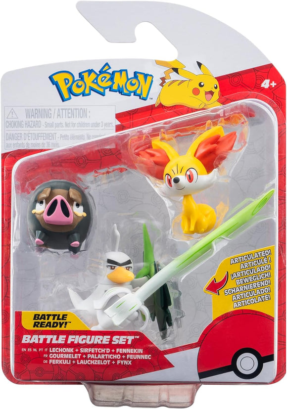 Pokemon - Battle Figure Set - Fennekin , Lechonk & Sirfetch'd (9511328973047)