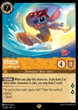 Disney Lorcana - The First Chapter - 021/204 : Stitch - Carefree Surfer (Non Holo) (7970251243767)