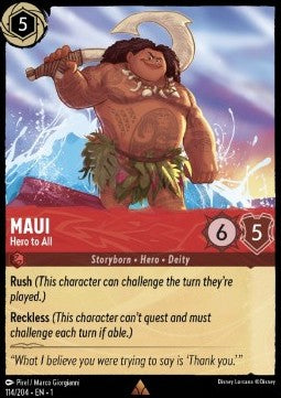 Disney Lorcana - The First Chapter - 114/204 : Maui - Hero to All (Non Holo) (7974199132407)