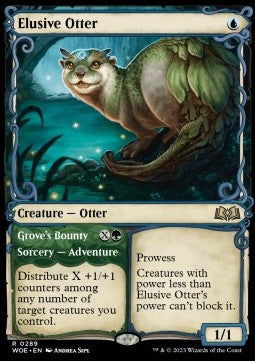 MTG - Wilds of Eldraine - 0289 : Elusive Otter // Grove's Bounty (Non Foil) (9506528526583)