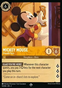 Disney Lorcana - Rise of the Floodborn - 013/204 :  Mickey Mouse - Friendly Face (Non Holo) (8038978355447)