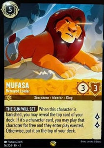 Disney Lorcana - Rise of the Floodborn - 014/204 : Mufasa - Betrayed Leader (Non Holo) (8038981533943)