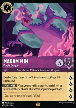 Disney Lorcana - Rise of the Floodborn - 047/204 : Madam Mim - Purple Dragon (Non Holo) (8038983139575)