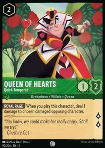 Disney Lorcana - Rise of the Floodborn - 090/204 : Queen Of Hearts - Quick-Tempered (Holo) (8038994149623)