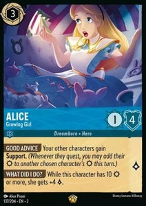 Disney Lorcana - Rise of the Floodborn - 137/204 : Alice - Growing Girl (Non Holo) (8038985040119)