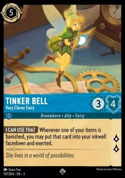 Disney Lorcana - 157/204 : Tinker Bell - Very Clever Fairy - Rise of the Floodborn (Non Holo) (8097512390903)