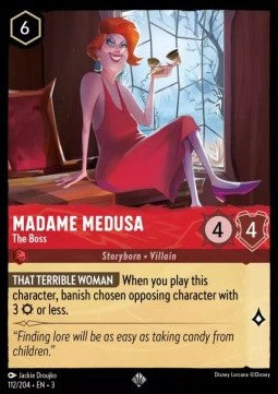 Disney Lorcana - 112/204 : Madame Medusa - The Boss - Rise of the Floodborn (Non Holo) (8097511833847)