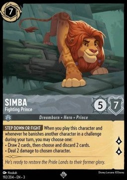 Disney Lorcana - 192/204 : Simba - Fighting Prince - Rise of the Floodborn (Non Holo) (8097512915191)