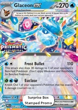 Scarlet & Violet, Prismatic Evolutions - 026/131 : Glaceon ex (Half Art) (Stamped)